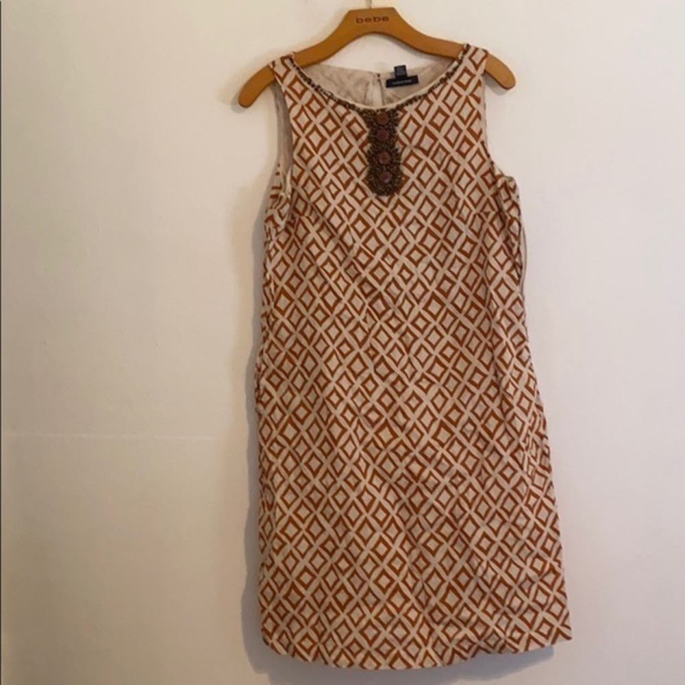 LANDS END WHITE & ORANGE SLEEVELESS DRESS SIZE 8